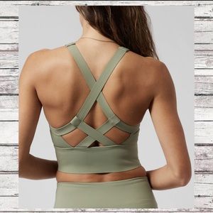 NWT ATHLETA Palm Conscious Crop Bikini Top A-C EUCALYPTUS OLIVE GREEN